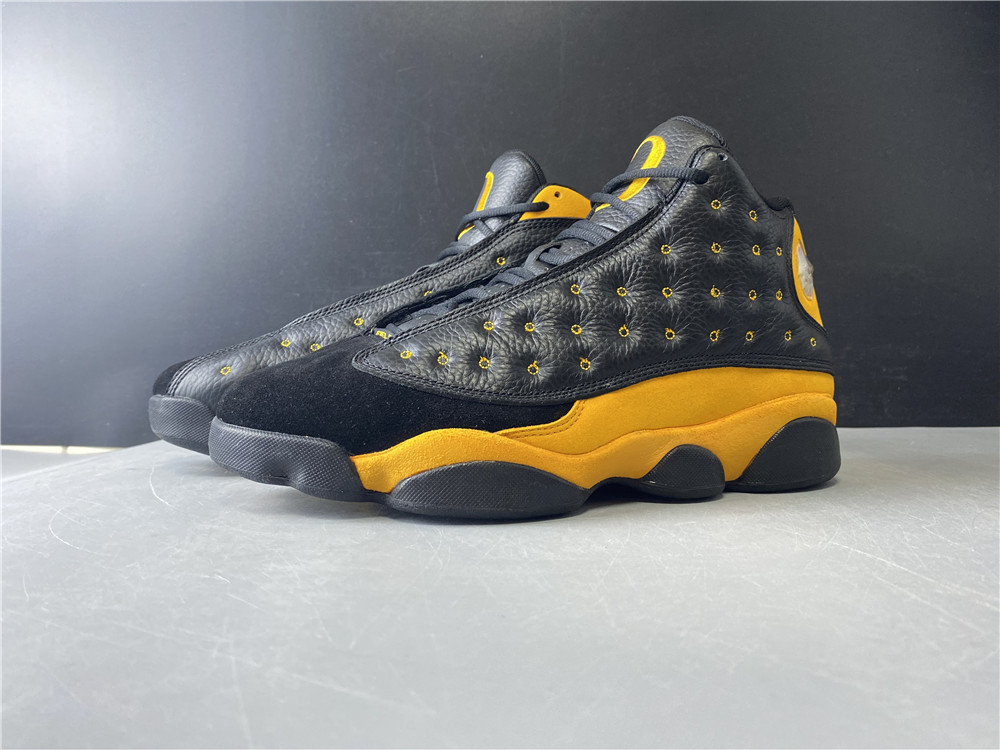 New Men Air Jordan 13 Oregon Black Yellow Shoes
